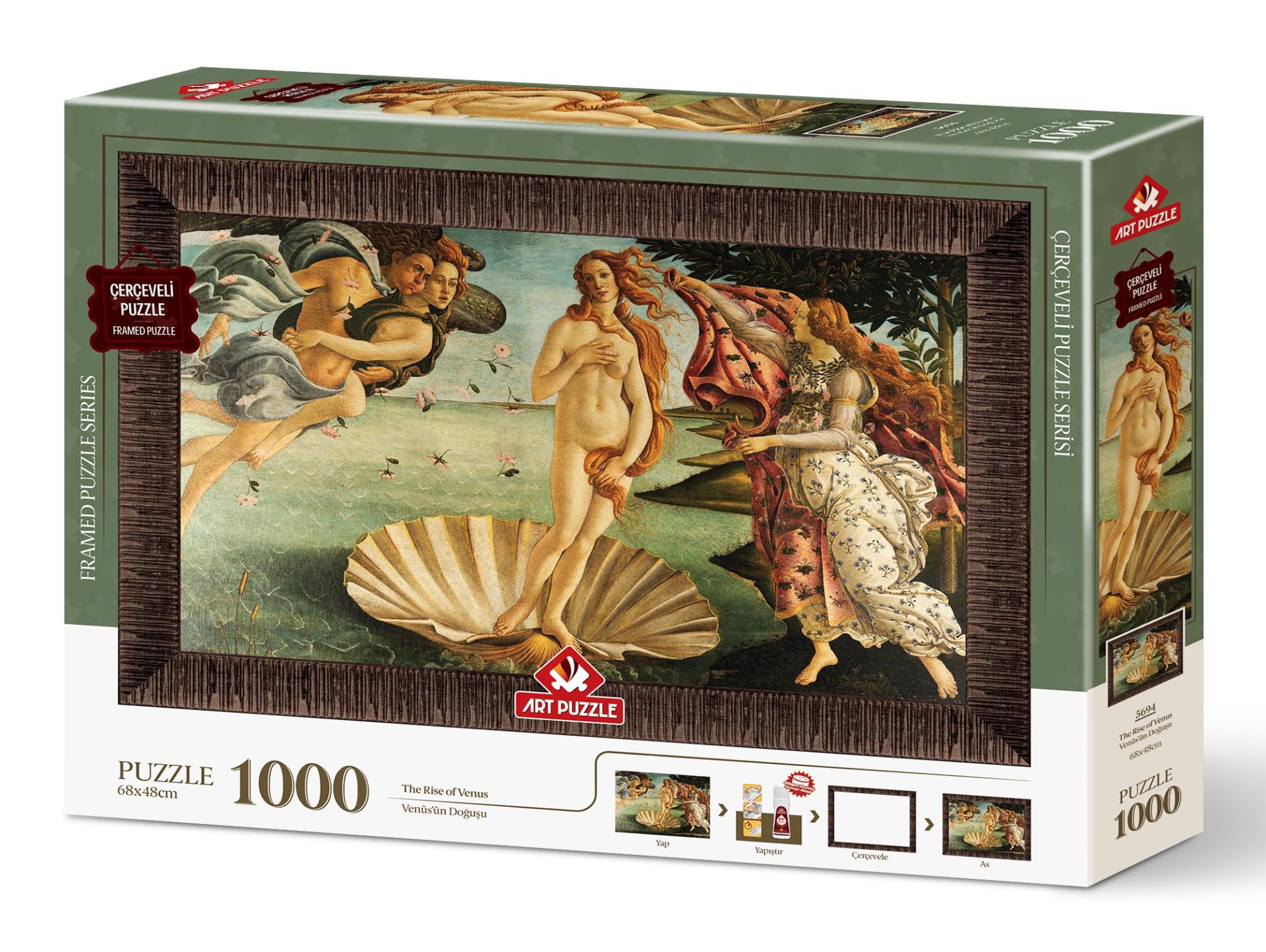 Art Puzzle Venüs'ün Doğuşu,Sandro Bottıcellı 1000 Parça Çerçeveli Puzzle