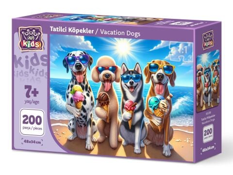 Art Çocuk Tatilci Köpekler 200 Parça Puzzle