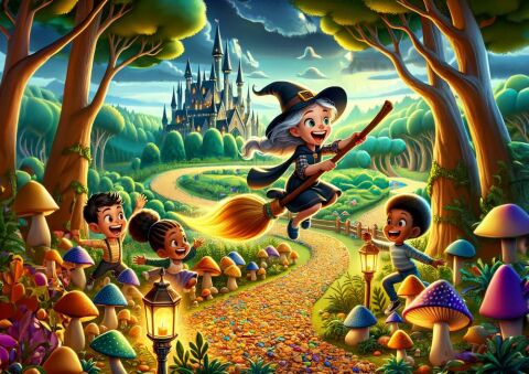 Art Çocuk Sevimli Cadı 100 Parça Puzzle