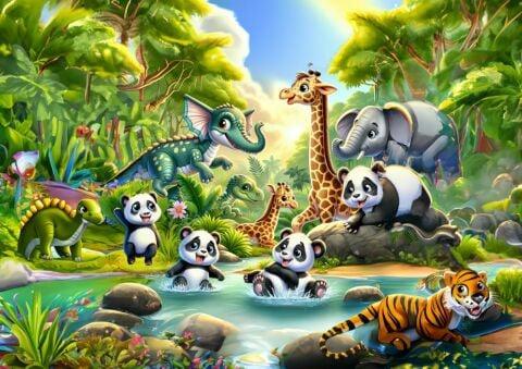 Art Çocuk Pandaların Banyo Keyfi 50 Parça Puzzle