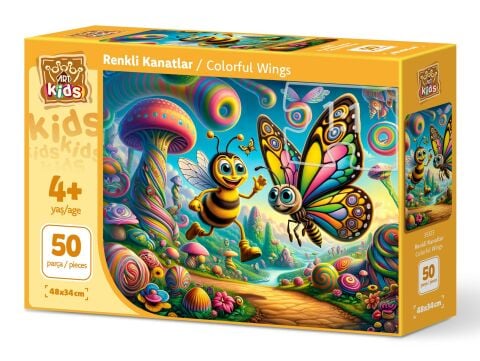 Art Çocuk Renkli Kanatlar 50 Parça Puzzle