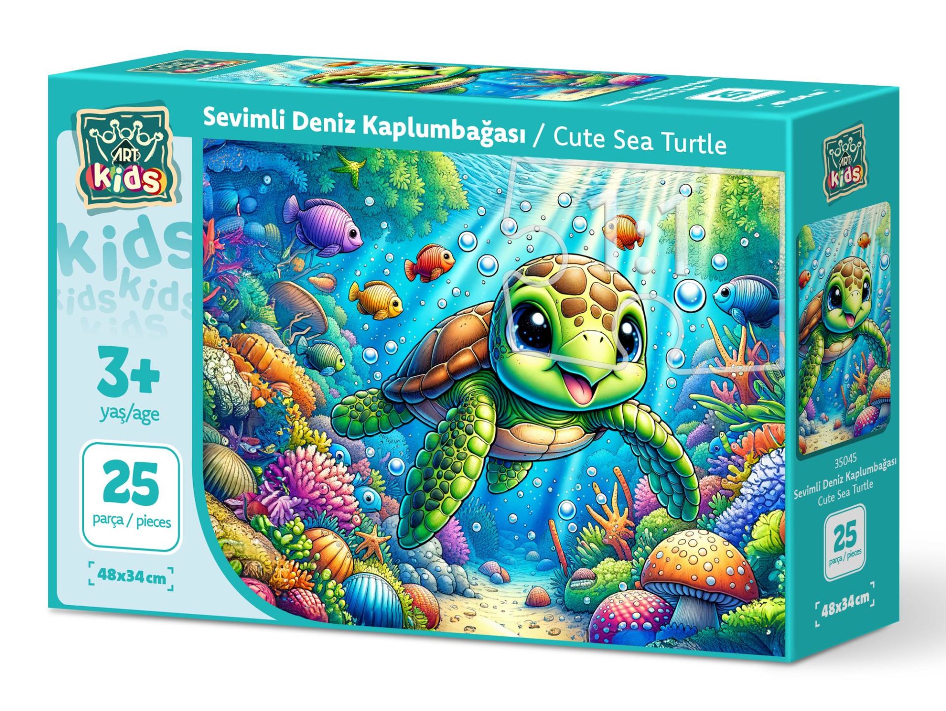 Art Çocuk Sevimli Deniz Kaplumbağası 25 Parça Puzzle