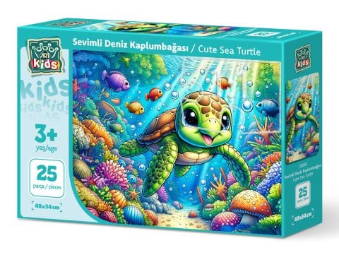 Art Çocuk Sevimli Deniz Kaplumbağası 25 Parça Puzzle