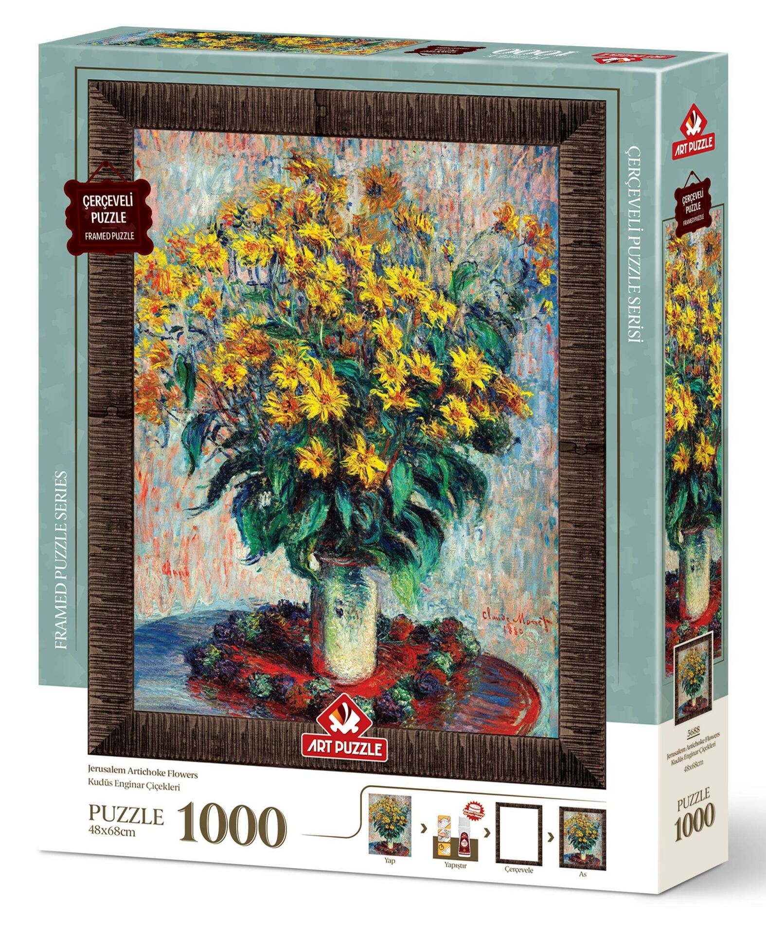 Art Puzzle Kudüs Enginar Çiçekleri, Claude Monet 1000  Parça Çerçeveli Puzzle