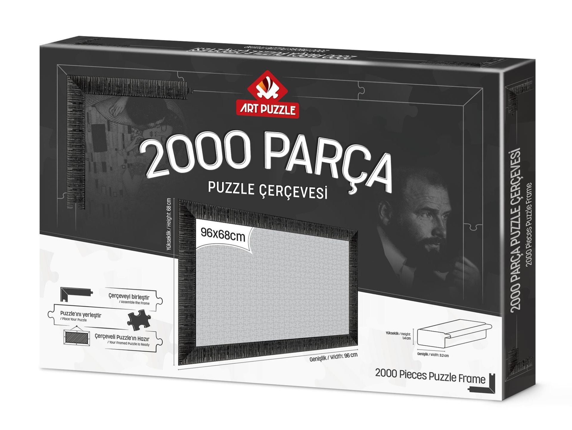 Art Puzzle Siyah 2000 Parça Demonte Puzzle Çerçevesi