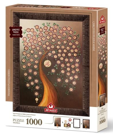 Art Puzzle Allah'ın 99 İsmi (Esma-Ül Hüsna) 1000 Parça Çerçeveli Puzzle