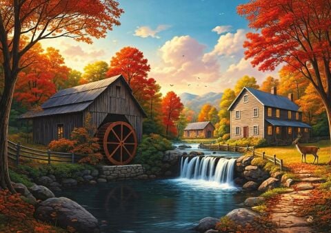 Art Puzzle Geyikli Şelale 1000 Parça Puzzle